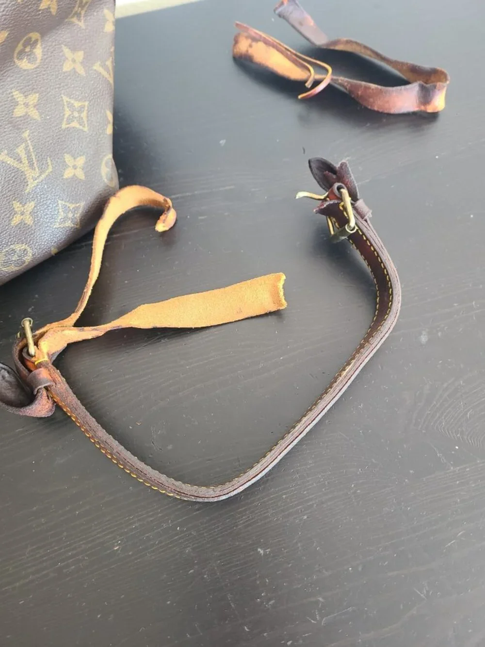 Louis Vuitton Monogram Petit Noe Shoulder Bag Brown For Parts Authentic